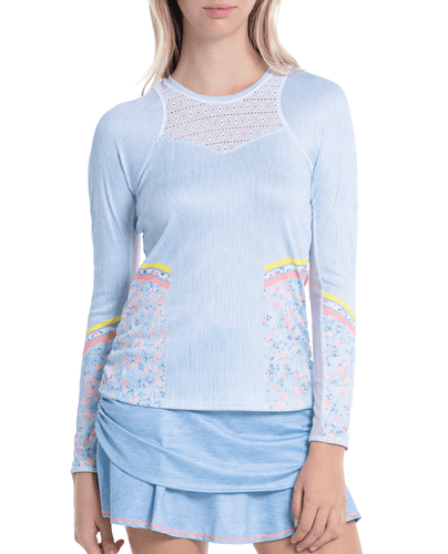 LUCKY IN LOVE Chambray Blossom Long Sleeve Top 21962