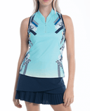 SIZE S - LUCKY IN LOVE Urban Sleeveless Polo w/Bra 2464 Cool Blue