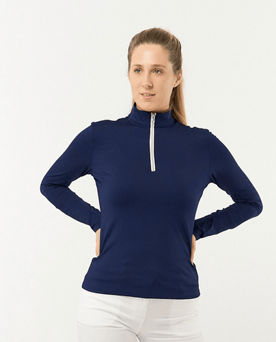 PURE GOLF Tranquility Long Sleeve Polo 443 Navy