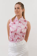 SIZE XS - PURE GOLF Lucia Sleeveless Polo 008 Pink Blossom