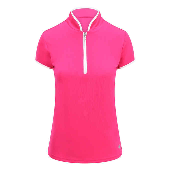 SIZE XS - PURE GOLF Bloom Cap Sleeve Polo 012 Hot Pink