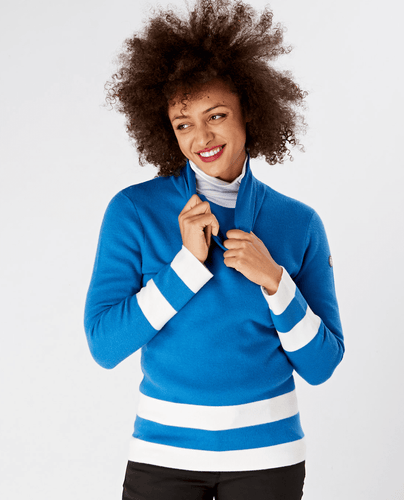 SWING OUT SISTER Cedar Sweater Lapis Blue/White