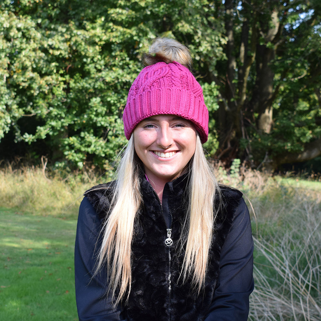 Hot pink bobble store hat