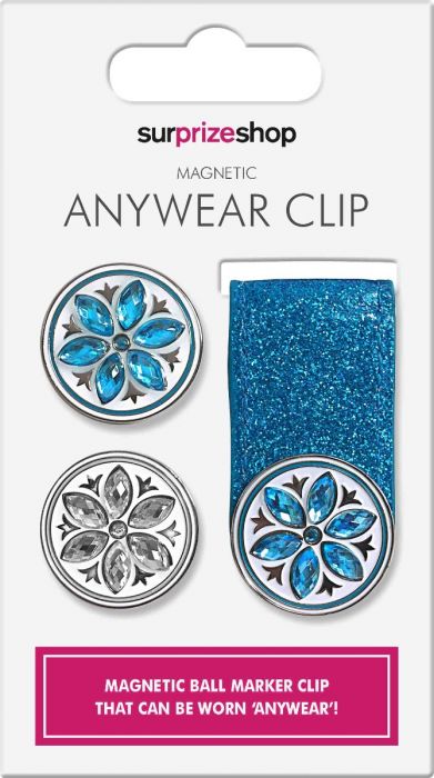 SURPRIZE SHOP Anywear Magnetic Ball Marker Clip Aqua Glitter